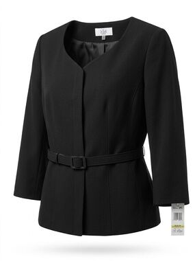 Le Suit Black Belted Women's Blazer Jacket
